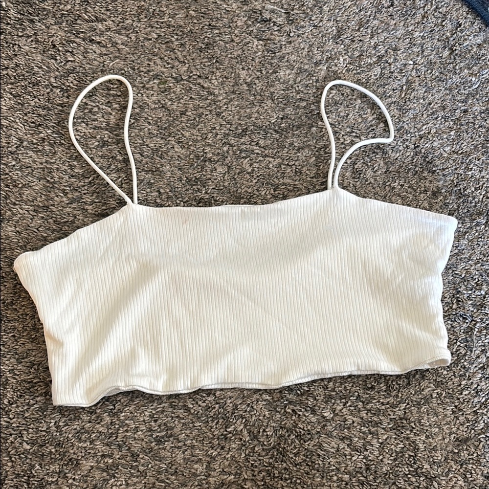 White Ribbed Women's Crop Top